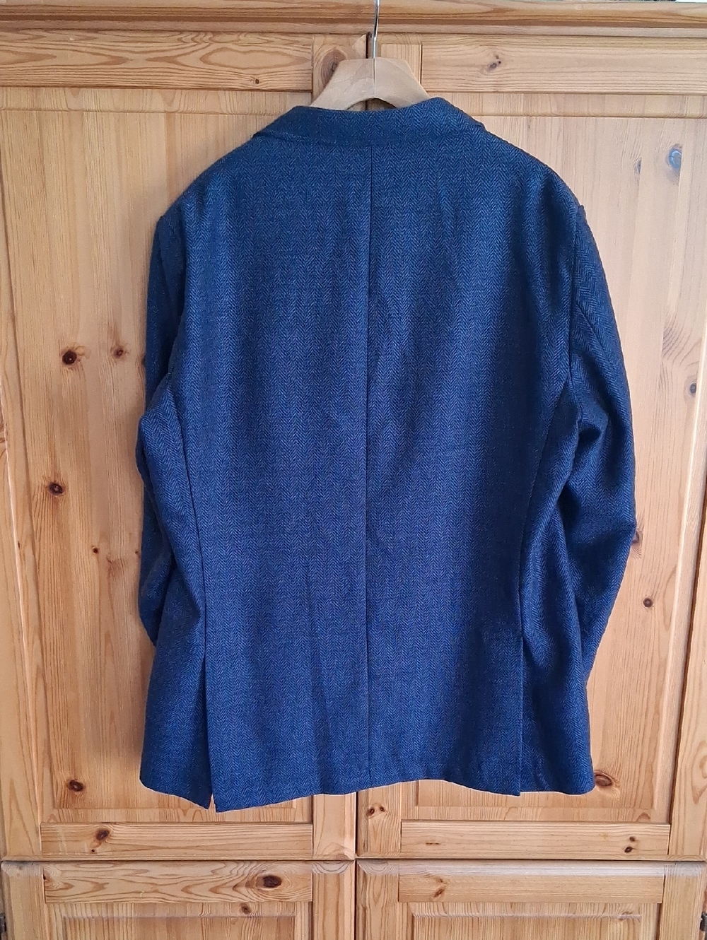 Calvin Klein Men's Wool Blend Navy Blue Herringbone Slim Fit  Blazer Size 42R - Picture 6 of 8